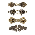 Set of 4 vintage bronze hollow cardigan clips, elegant cloak fastener pins for shawls. - Antique Gold