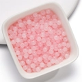 Rosafarbene, durchscheinende Glasperlen in weißer Schale für DIY-Schmuckherstellung - 50Stück/4mm / Jadeähnliche Rosa Glasperlen