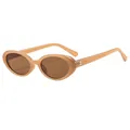 Retro oval sunglasses with caramel orange frame and brown tinted lenses for women and men - Jelly Tea Frame Tea Lens