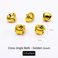 Pack of 5 gold 2cm cross bells for pet collars and DIY craft bouquets accessories - Gold Cross Bells / 2cm (5 Pieces/Pack)
