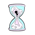 Artistic hourglass enamel pin with mint green frame and black embryo design - Eyeball Hourglass (XZ6857)