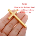Detail view of large gold stainless steel cross pendant with precise size and weight specs - Large (54*30mm) / Gold