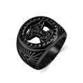 Anello vichingo Mjölnir nero vintage in acciaio inossidabile con incisione nordica su bianco - Taglia 8 / Nero