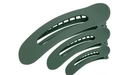 Set of three green matte alligator hair clips in various sizes on a white background - Dark Green