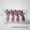 Set di 4 stelle filanti natalizie rosse con paillettes argento misura di 12cm - Meteora Rosso Mattone 4 Pezzi
