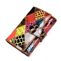 Portefeuille pour femme en cuir véritable avec patchwork coloré et motif crocodile - Patchwork de Diamants Colorés 4203 Imprimé Animal