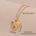 Collana a cuore dorata con incisione MOM e zirconi su catena regolabile da 45 cm - Stile Cuore Lettere MOM (3#)