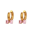 Ohrringe aus vergoldetem Edelstahl mit rosa herzförmigen Edelsteinen für Damen - Gold-Rosa Zirkon