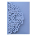 Détail du motif en dentelle découpé au laser sur papier nacré violet clair d'invitation - Bleu Brume