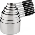 Stackable stainless steel measuring cups with non-slip black silicone handles set - 8-Piece Measuring Cup Set (Black Handles)