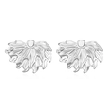Minimalist vintage leaf-shaped silver earrings with fine textured metallic engraving - Leaf Shaped Stud Earrings Steel (MS-504)