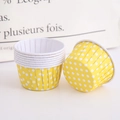 Yellow polka dot cupcake liners made of heat-resistant paper for muffin baking - Yellow White Polka Dot