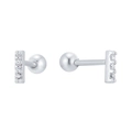 Orecchini a perno minimalisti in argento S925 con tre pietre di zirconia cubica - Argento S925 Placcato Oro 14K / Oro Bianco