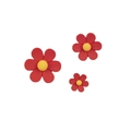 Three-piece set of red daisy flower magnets with yellow centers for office decor - Set of 3 / Red Small Flower