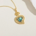 Goldene Herzanhänger-Halskette mit irisierender Abalone-Muschel und feiner Gliederkette - Großer Herz-Stil (14K Gold) (XL2397)