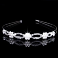Elegant silver bridal crown with white pearls and sparkling rhinestones for women - Pearl Flower Style (FG009)