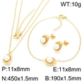 Golden stainless steel jewelry set with white shell pearls including necklace and earrings - Irregular Oval Pearl Style (KS220230-HR) / Gold