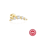 Golden S925 sterling silver ear bone stud with five sparkling gradient cubic zirconias - Gold #10 (Arc Five Stones)
