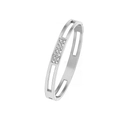 Geometrisches hohlförmiges Titanstahl Armband in Silber mit doppelreihigen Zirkonia - 8MM Silber