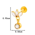 Titanium threadless labret stud with golden marquise and round cubic zirconia stones - Vertical Triple Marquise Round (T2528-5# Gold)
