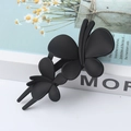 Elegant large black matte double butterfly hair clip for stylish updos and hair styling - Black