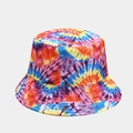 Λεπτομέρεια καπέλου bucket tie-dye με ενισχυμένες ραφές στο πολύχρωμο γείσο του - M (56-58cm) / Χρώμα 1