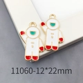 Astronaut charm with red hands and green visor in white enamel and gold finish - Astronaut 12x22mm-11060