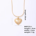 Gold heart pendant necklace with letter I detail and snake chain, size 1.9x1.9cm - Letter I