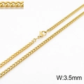 Golden 3.5mm stainless steel curb chain necklace with durable lobster clasp closure - 3.5mm Gold / Necklace 45cm