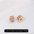14k gold plated spacer bead with pink marquise zircon stones for DIY jewelry - Small Pink Zirconia 14k Gold / 8*5.5MM Inner Dia 3.5MM