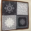 Square paisley silk scarf featuring vintage black and white leopard print and brown border - Newly Spliced ​​cashew Nut Scarf/small Square Scarf / 65