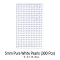 Self-adhesive 5mm white pearl stickers for DIY crafts, set of 300 pieces for decoration - 5mm White Pearl