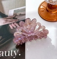 Pink purple shell hair claw clip with iridescent finish made of high quality acetate - 8cm / Light Purple
