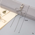 Silver metal snake chain bow pendant with long tassels for bags and keychains, 15cm long - Thin Snake Bone Pendant / Silver Thin Snake Chain (Gate Buckle)