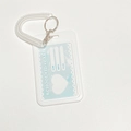 White ID card holder with glitter heart cloud pattern and stretchy spiral keychain - White Vertical Case + Clear Coil
