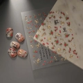 Pegatinas de uñas con cerezas rojas y mariposas en pan de oro para nail art estilo chino - Relieve 3D de Mariposa y Frijol Rojo (CO-227)