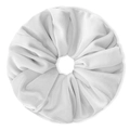 Oversized white velvet scrunchie hair tie with soft texture and elegant sheen - White