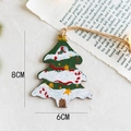 Green wooden Christmas tree ornament with white snow texture and rope 8x6cm - Colored Tree (Style G)