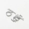 Silver OT toggle clasp with wheat texture for DIY jewelry making 28mm bar length - Platinum Round Feather OT Clasp - 2Pcs/Pack