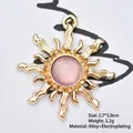 Baroque sunflower alloy pendant with pink gemstone for DIY jewelry making 2.7x3.0cm - Jelly Purple