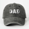 Detailed view of DAD embroidery with fishing elements on a washed charcoal baseball cap - One Size / Black