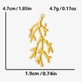Dimensiones detalladas de un colgante de rama de coral dorado en acero inoxidable 304 DIY - Acero inoxidable 304/Chapado en oro de 18K / Coral / Dorado