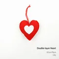 Christmas tree ornament with red and white double-layer felt heart and hanging string - Double Layer Heart