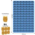 Molde de silicona azul con 91 formas de gato para snacks de mascotas, 30x20cm - Gato Azul
