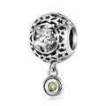 925 silver Aries charm with hollow stars and round yellow-green gemstone dangle - Leo - Yellow Green Zirconia