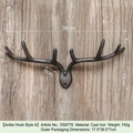 European vintage cast iron antler wall hook for clothes and hats on wooden texture - Antler Hook Style A 8776