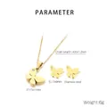 Detailed butterfly jewelry set including gold necklace and earrings with CZ accents - Gold Necklace+Earrings