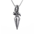Collana con ciondolo a punta di lancia e serpente in acciaio inossidabile argento antico - Ciondolo Color Acciaio (Senza Catena) (B1024)