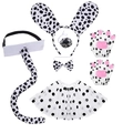 Dalmatian costume set for kids including spotted headband, ears, tail, and tutu skirt - Dalmatian 6-Piece Set Long Tail With Skirt
