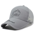 Grey mesh baseball cap with mountain embroidery and breathable back for outdoor sports - Adjustable / Gray